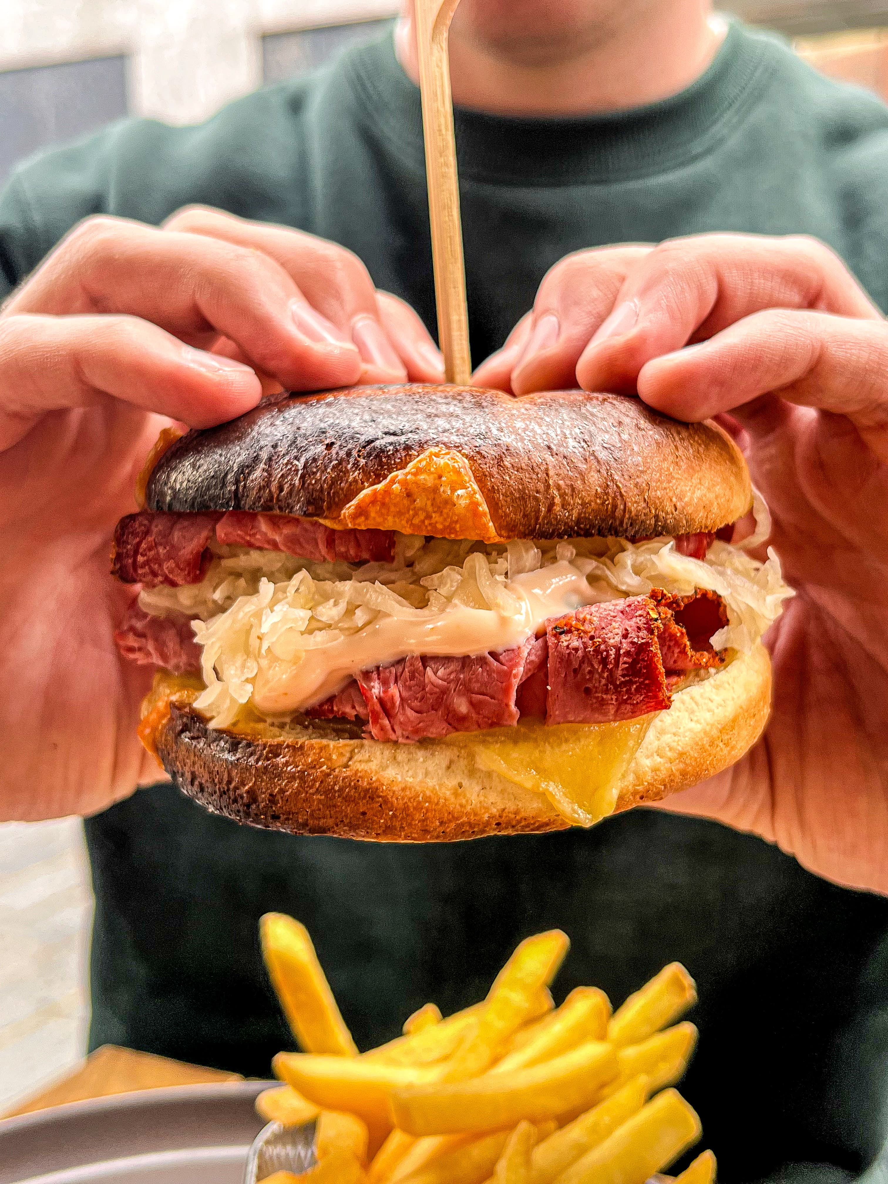 Reuben sandwich with fries